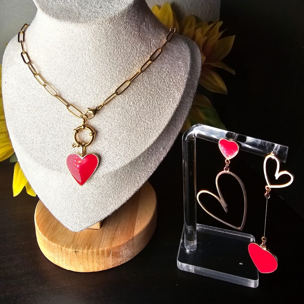 Heart Necklace and Earrings